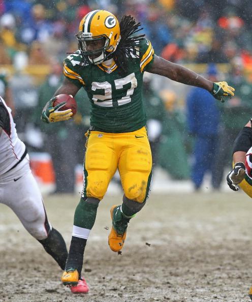 Eddie Lacy leads all rookies with 887 rushing yards and seven touchdowns.