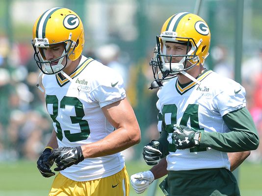 Packers Receivers Jeff Janis and Jared Abbrederis