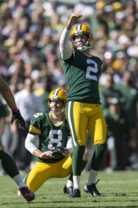 Mason Crosby was 5 for 5 on field goals vs. Detroit. He is 4-4 from 40+ yards this season.