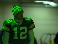 Aaron Rodgers, in the Lambeau Field Tunnel.