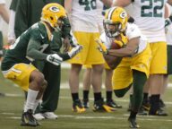 Packers Running Back John Crockett (right)