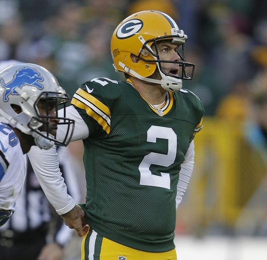 Mason Crosby Reacts after Missing a Potential Game Winning Field Goal