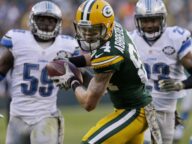 Green Bay Packers wide receiver Jared Abbrederis (84) picks up 32 yards on a reception during the fourth quarter of their game Sunday, November 15, 2015 at Lambeau Field in Green Bay, Wis. The Detroit Lions beat the Green Bay Packers 18-16. MHOFFMAN@JOURNALSENTINEL.COM