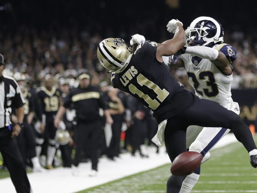 Rams CB Nickell Robey-Coleman hits Saints' WR TommyLee Lewis in the NFC Championship Game