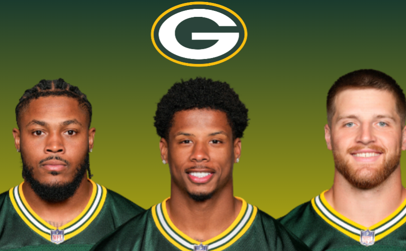 Green Bay Packers RB Josh Jacobs, WR Matthew Golen, TE Tucker Kraft