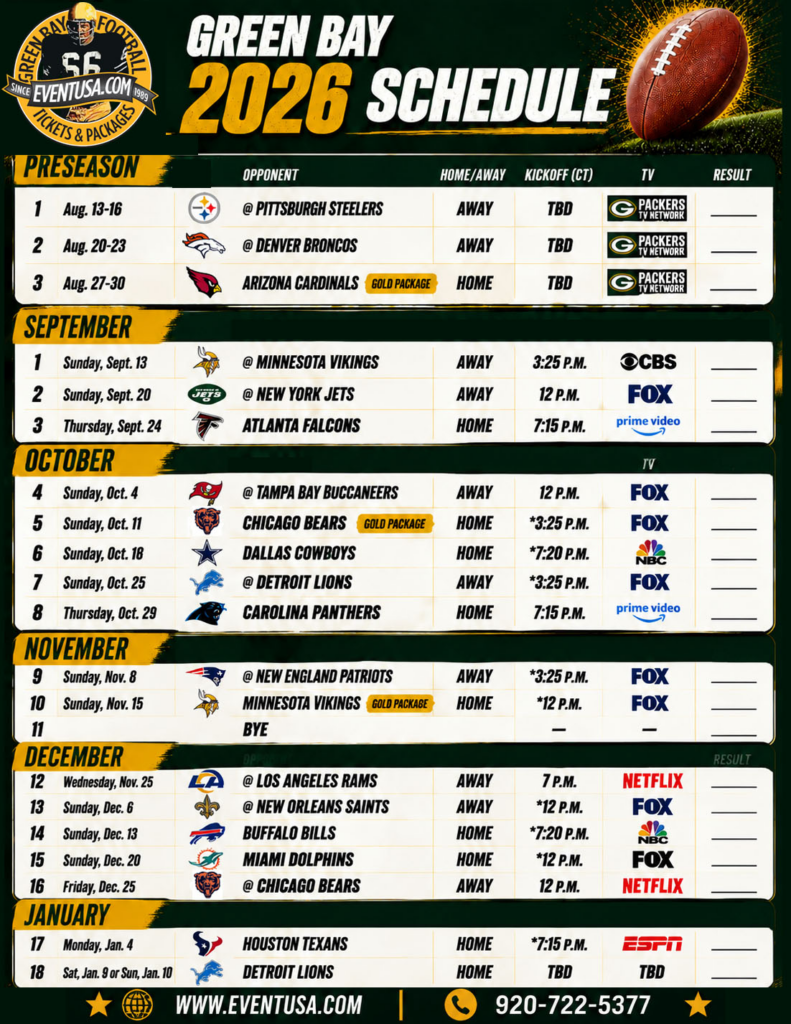 Packers 2026 schedule